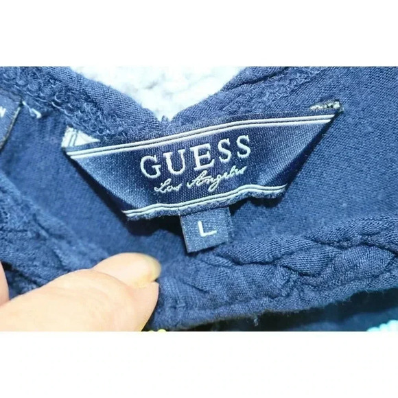 Women's Top-Guess Los Angelos-Size Large-Navy Blue w/Beading - Picture 3 of 7